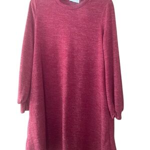 Cozy Red Knit Sweater Dress